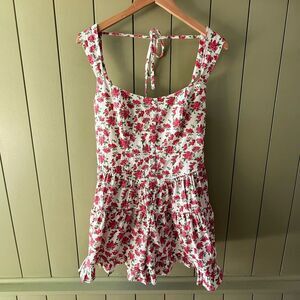 Wild Fable Floral Tiered Romper in White with Floral Print